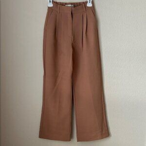 Abercrombie & Fitch Tan Wide Leg Pants with Tailored Pleats